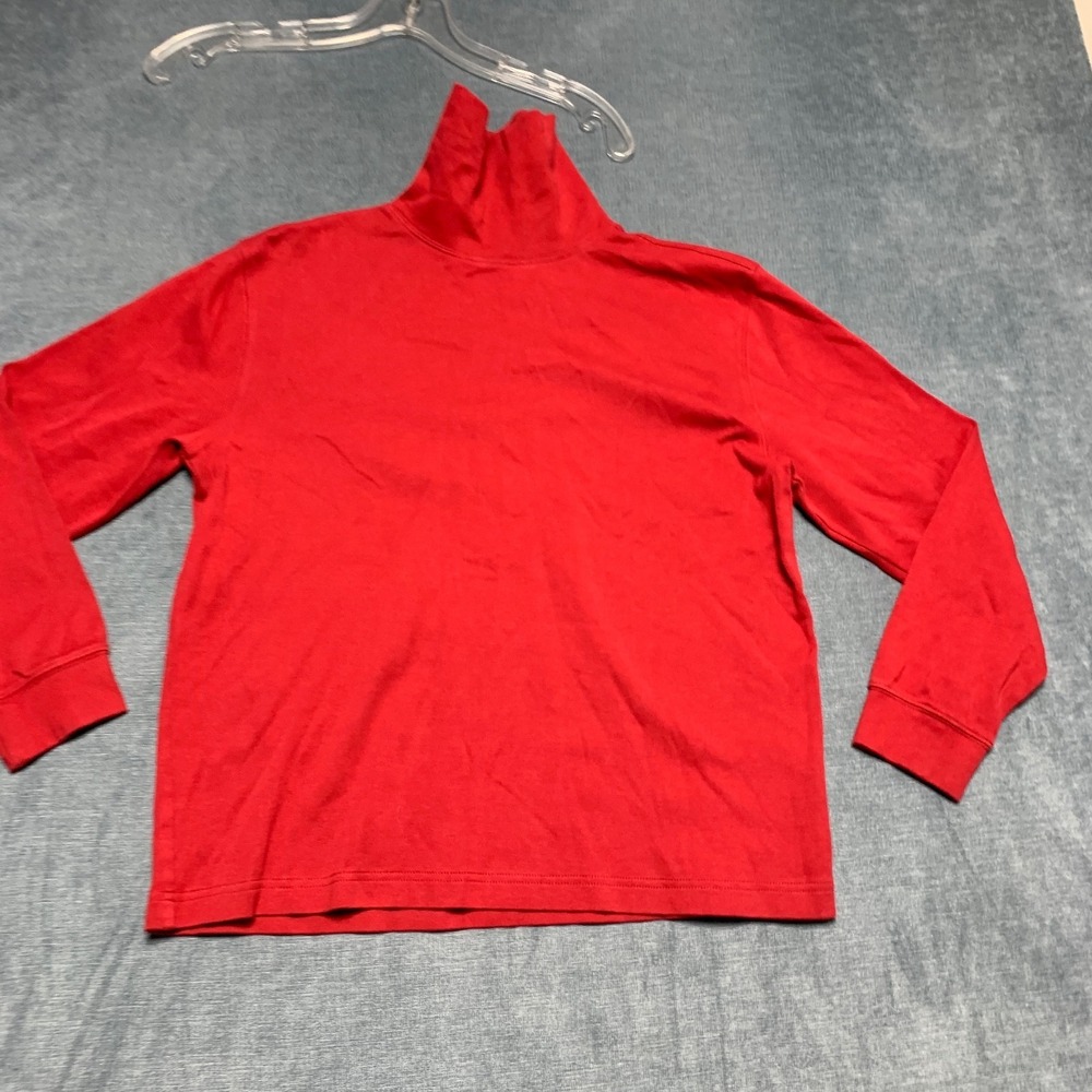 LL Bean Sweater Boys XL 18 Red Cotton Stretch Everyday Wear Turtleneck Pullover